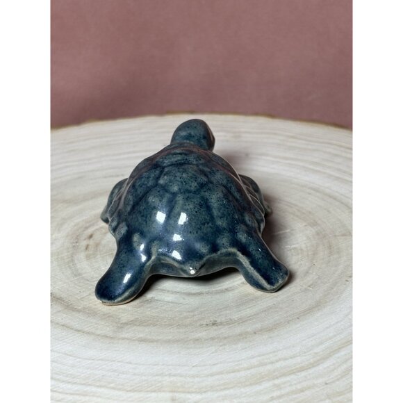 TURTLE handmade Art Pottery Figurine Trinket Clay Ceramic 2.3inches Blue/Green - Picture 5 of 6